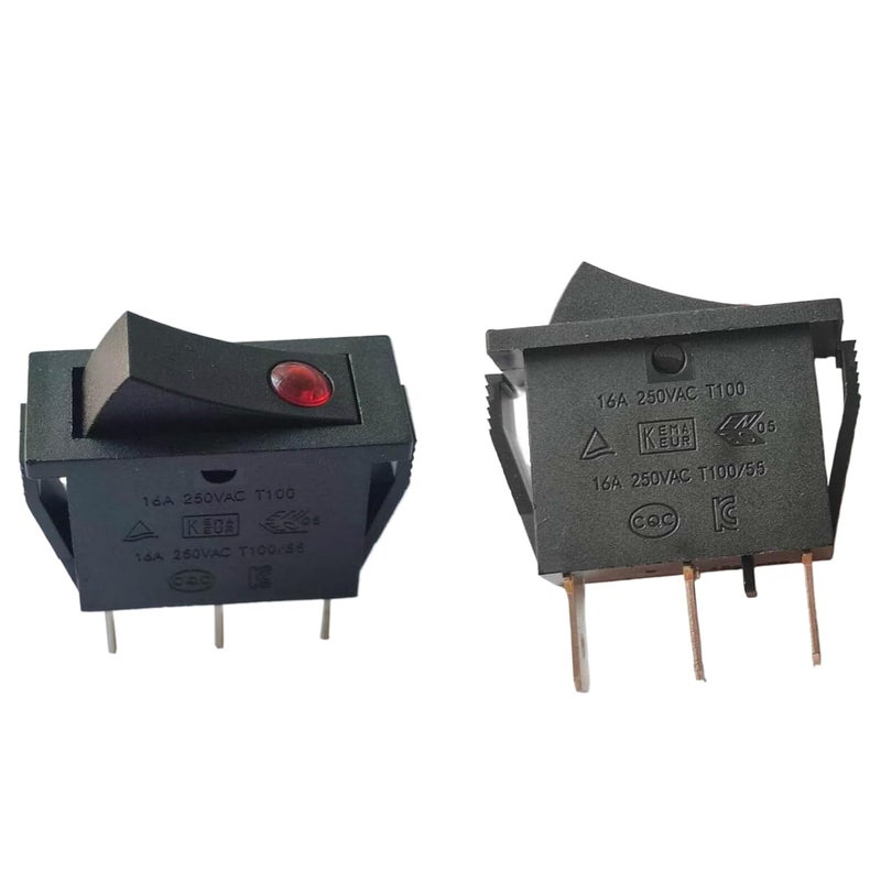AMUSCHAT مفتاح راكر Rk1-15، 16A 250VAC T100/55، 125VAC، 3 دبابيس 2 وضعيات، مفتاح إبهام تشغيل-إيقاف، مفتاح طاقة، أسود، 2 قطعة - Image 1